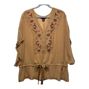 Lane Bryant Beaded Sheer Blouse Size 18-20 tie waist Whimsical Bohemian Fairycor